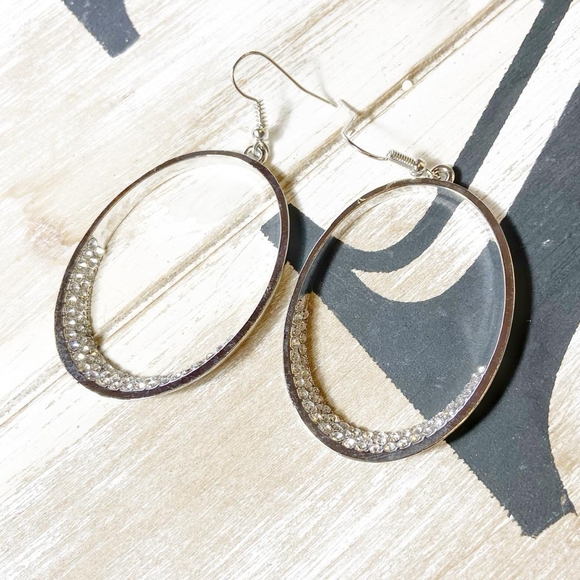 Alquimia Jewelry - STAINLESS STEEL PAVE STATEMENT DROP HOOPS Alquimia Jewelry - STAINLESS STEEL PAVE STATEMENT DROP HOOPS